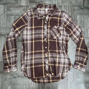 Aerie Brown Button Up Flannel Size XS